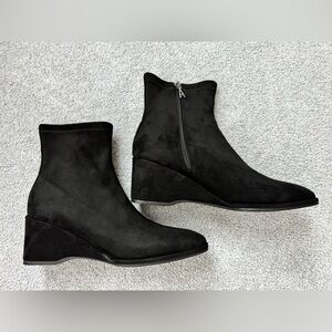 Aerosoles Anouk Black Faux Suede Wedge Ankle Boots